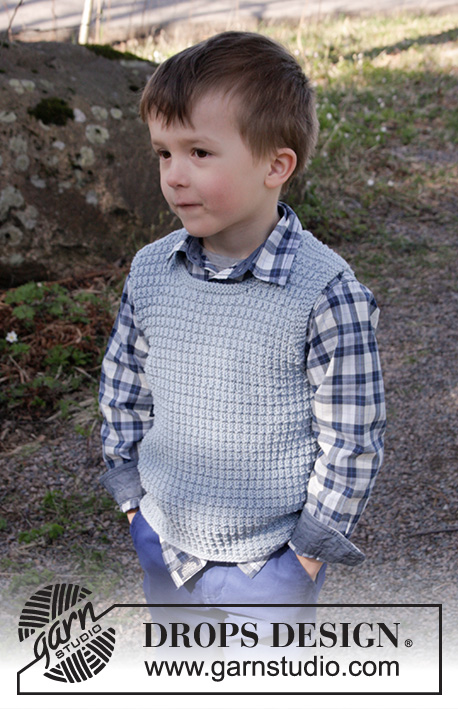 Vest is Best! / DROPS Children 27-26 - Knitted vest with textured pattern in DROPS Cotton Merino. Size children 2 - 12 years