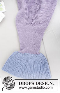 Cute Mermaid Blanket / DROPS Children 28-12 - Knitted mermaid blanket for kids. Size 3-14 years Piece is knitted bottom up in DROPS Snow.