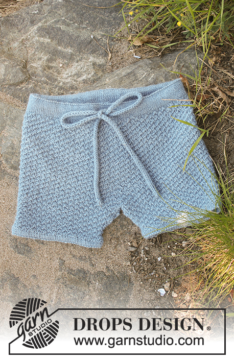 Bay Shorts / DROPS Children 28-5 - Shorts knitted top down and with double seed stitch in DROPS BabyAlpaca Silk or Drops Safran. For baby and children in sizes 0 - 6 years.