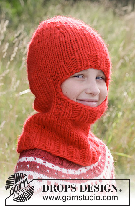 Little Winter Knight / DROPS Children 34-34 - Knitted hat / balaclava in DROPS Snow with rib and neck for children. Size 3 to 10 years