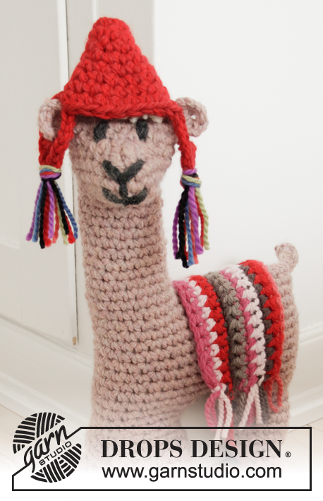 Here's Roger! / DROPS Children 35-11 - Crocheted Alpaca or Lama in 2 strands DROPS Andes or Snow.