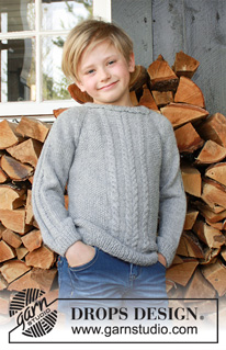 Cable Road / DROPS Children 37-10 - Pulôver tricotado para criança, com torcidos e cavas raglan, tricotado com 2 fios DROPS Alpaca. Dos 3 aos 12 anos