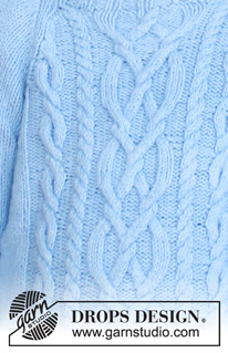 Winter Clouds / DROPS Children 37-12 - Pull tricoté pour enfant avec emmanchures raglan et torsades en DROPS Karisma ou DROPS Lima. Du 5 au 14 ans