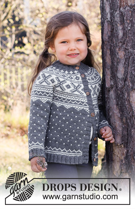 North Star Jacket / DROPS Children 37-2 - Knitted jacket for children in DROPS Karisma. The piece is worked top down with round yoke and Nordic pattern. Sizes 2 – 12 years.