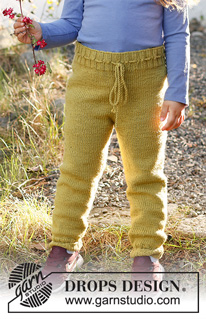 Autumn Adventures Trousers / DROPS Children 37-8 - Pantalon tricoté de haut en bas pour enfant, en DROPS Merino Extra Fine. Du 12 mois au 10 ans