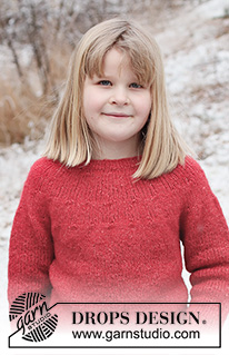 Autumn Flower / DROPS Children 40-2 - Knitted sweater for children in DROPS Air. The piece is worked top down with round yoke. Sizes 3 to 14 years.