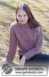 Lala Jumper / DROPS Children 40-6 - Dětský raglánový pulovr pletený shora dolů z příze DROPS Air. Velikost 2 až 12 let.