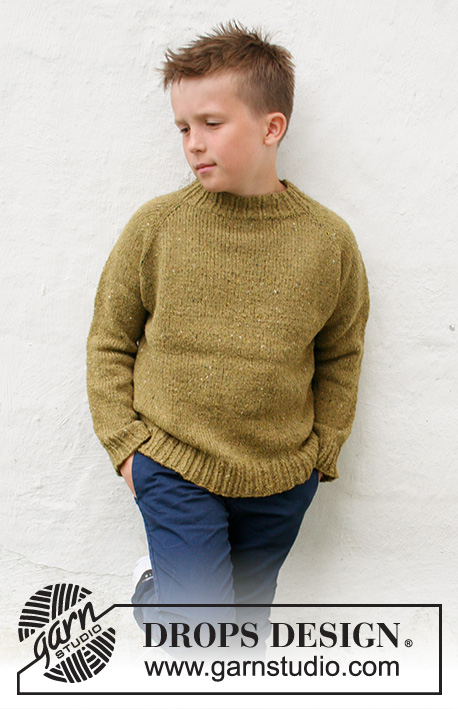 Just in Tweed / DROPS Children 40-9 - Knitted jumper for children in DROPS Soft Tweed. The piece is worked top down, with raglan. Sizes 3-14 years.