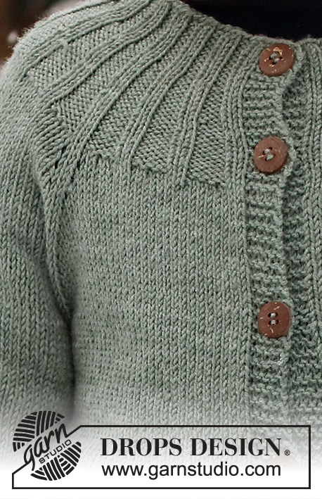 First Leaf Jacket / DROPS Children 41-10 - Knitted jacket for children in DROPS BabyMerino. The piece is worked with rib and raglan, top down. Sizes 2 to 12 years.