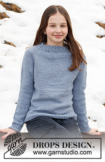 Blue Stream / DROPS Children 41-15 - Knitted jumper for children in DROPS BabyMerino. The piece is worked top down with raglan. Sizes 2-12 years.