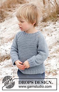 Open Breeze / DROPS Children 41-16 - DROPS Merino Extra Fine lõngast ülevalt alla kootud tekstuurse mustriga ümara passega ja raglaan varrukatega džemper 2 kuni 12 aastasele lapsele