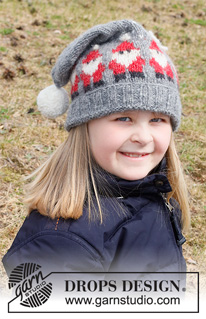 Merry Santas Hat / DROPS Children 41-18 - DROPS Air lõngast kootud jõuluvana mustriga päkapiku müts 3 - 14 aastasele lapsele Teema: jõulud