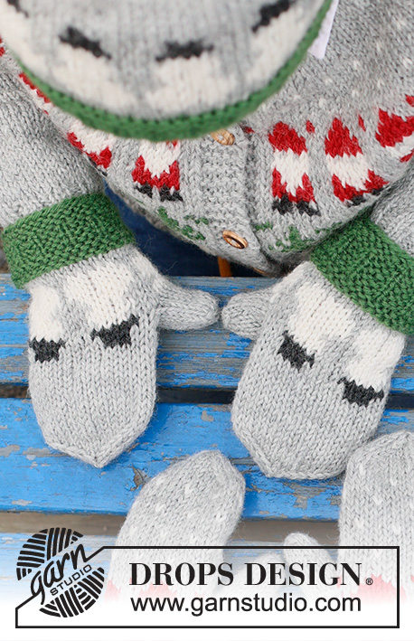 Snowman Time Mittens / DROPS Children 44-19 - Knitted mittens for children in DROPS Karisma. The piece is worked bottom up with coloured snowman-pattern. Sizes 2 – 14 years. Theme: Christmas.