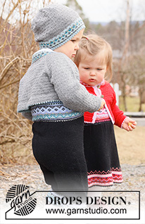 Hipp Hipp Hurra Trousers / DROPS Children 44-4 - Dziecięce spodnie na drutach, przerabiane od góry do dołu, z włóczki DROPS BabyMerino, z żakardem norweskim. Od 6 miesięcy do 6 lat.