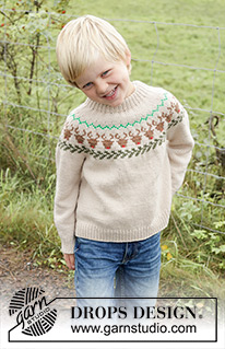 Reindeer Dance Sweater / DROPS Children 47-18 - Stickad tröja till barn i DROPS Daisy. Arbetet stickas uppifrån och ner med dubbel halskant, runt ok och flerfärgat mönster med renar. Storlek 2 – 14 år.