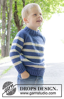 Meet the Captain / DROPS Children 47-5 - Strikket bluse til børn i DROPS Karisma. Arbejdet strikkes oppefra og ned med striber, dobbelt halskant og raglan. Størrelse 2 – 12 år.