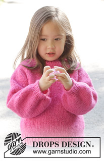 Cherry Soda / DROPS Children 47-9 - Knitted jumper for children in DROPS Air. The piece is worked top down with raglan and balloon sleeves. Sizes 2 – 12 years.