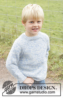 Spring Smiles / DROPS Children 48-4 - Gestrickter Pullover für Kinder in 2 Fäden DROPS Alpaca. Die Arbeit wird von oben nach unten glatt rechts mit Raglan gestrickt. Größe 2 – 12 Jahre.