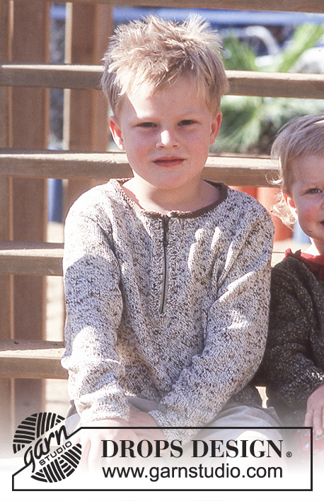 Emil / DROPS Children 8-6 - DROPS Tröja i Safran med blixtlås. Stl 2 - 14 år.
