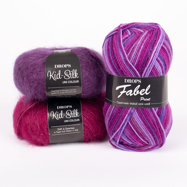 Yarn combinations knitted swatches fabel330-kidsilk16-17