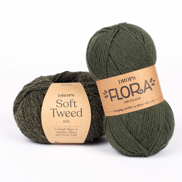 Yarn combinations knitted swatches flora32-softtweed17