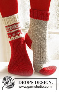 Free patterns - Weihnachtliche Socken & Hausschuhe / DROPS Extra 0-865