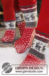 Free patterns - Weihnachtliche Socken & Hausschuhe / DROPS Extra 0-996