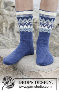 Ólafur Socks / DROPS Extra 0-1147 - Strikket DROPS sokker i ”Karisma” eller Merino Extra Fine med norsk mønster. Str 35 - 46