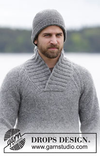 Aberdeen / DROPS Extra 0-1159 - Men's knitted sweater in DROPS Air, with raglan and shawl collar. Size: S - XXXL.