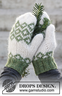 Christmas Magic / DROPS Extra 0-1197 - Knitted mittens in DROPS Air. Mittens are worked with Nordic pattern. One size. Theme: Christmas