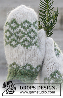 Christmas Magic / DROPS Extra 0-1197 - Knitted mittens in DROPS Air. Mittens are worked with Nordic pattern. One size. Theme: Christmas
