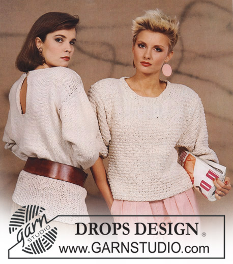 DROPS Extra 0-122 - Mønsterstrikket DROPS genser i Scozia med glattstrikket bærestykke. Tema: White-Line