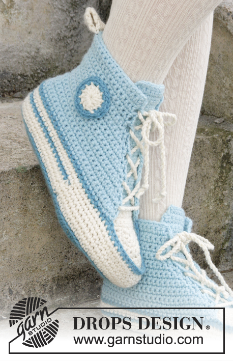 Let's Walk / DROPS Extra 0-1378 - Crochet slippers for Easter in DROPS Nepal.