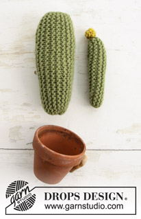 Poke Me / DROPS Extra 0-1387 - Cactus au tricot, avec point de riz, côtes anglaises et point mousse. Se tricotent en DROPS Merino Extra Fine.