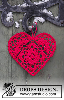 Home Is Where... / DROPS Extra 0-1400 - Crocheted heart for Christmas. The piece is worked in DROPS Safran.