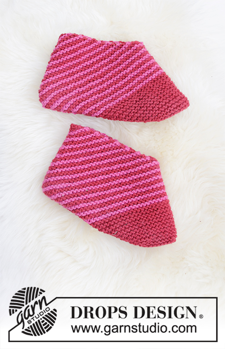 Step into the Holidays / DROPS Extra 0-1448 - Knitted slippers in DROPS Nepal. The piece is worked with garter stitch and stripes. Sizes 35 – 42. Theme: Christmas.