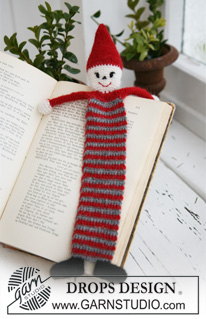 Elf Help / DROPS Extra 0-565 - Crochet Santa Claus bookmark in DROPS Alpaca. Theme: Christmas