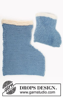 House Elves / DROPS Extra 0-568 - Pantufas tricotadas e feltradas para bebé, criança, senhora e homem em DROPS Snow. Números 21 - 48. Tema: Natal