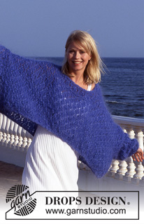Blue wave / DROPS Extra 0-57 - Wide DROPS sweater in Vienna with lace pattern