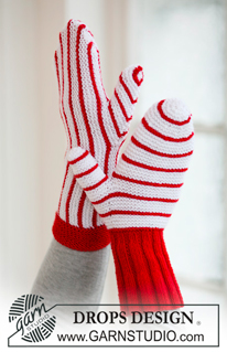 Holiday Fun / DROPS Extra 0-572 - Knitted mittens in DROPS BabyMerino. Mittens can be worked with vertical or horizontal stripes. Size S - L. Theme: Christmas