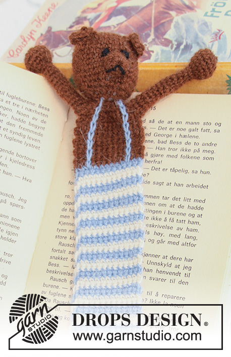 DROPS Extra 0-685 - Crochet teddy bookmark in DROPS Alpaca.