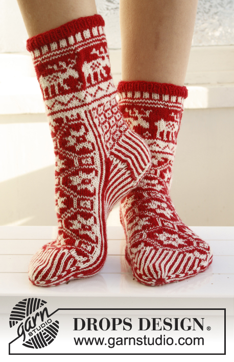 Вяжем вместе носочки Christmas socks in Fabel от DROPS design