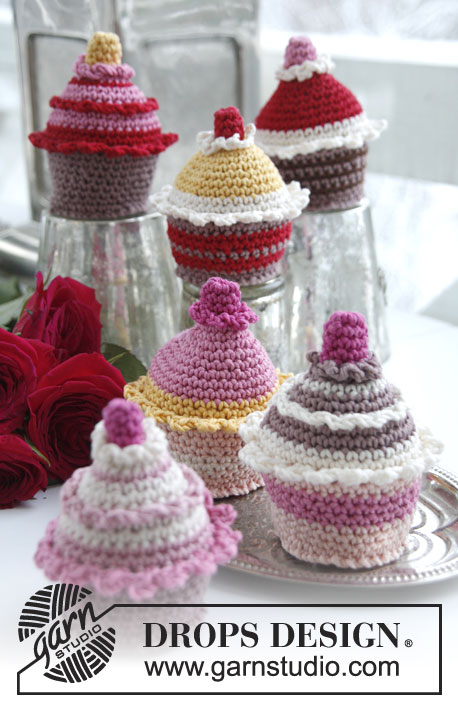 Sweet Sensation / DROPS Extra 0-820 - Cupcakes DROPS au crochet en Muskat 