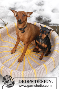 Hot Dogs / DROPS Extra 0-841 - Strikket DROPS Hundekurv i ”Snow”