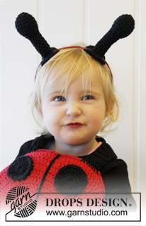 Ladybug in training / DROPS Extra 0-891 - Crochet ladybug costume with shoulder straps for children in DROPS Paris. 