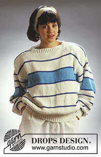 Stripes For Two / DROPS 10-5 - Sweter na drutach w marynistycznym stylu, z włóczki DROPS Paris. Wersja damska i męska. Od S do L.