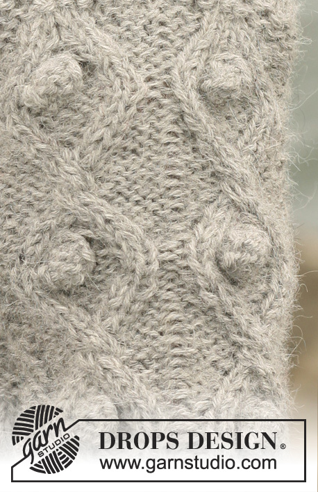 DROPS 102-39 - Luvas DROPS tricotadas com 2 fios “Alpaca” em ponto irlandês com borbotos 