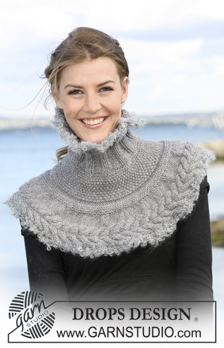 DROPS 103-39 - DROPS collar with textured pattern in ”Alaska” and crocheted edges in ”Puddel”.