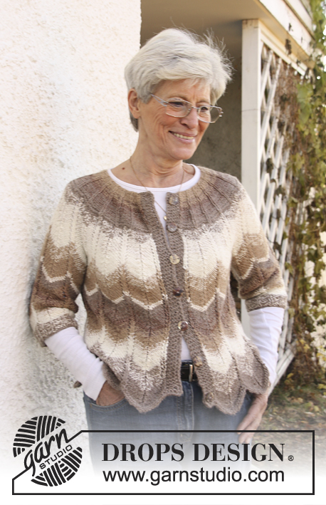 Rolling Dunes / DROPS 105-26 - DROPS jacket with zigzag pattern and round yoke in “Alpaca” and “Cotton Viscose”. Size XS – XXXL