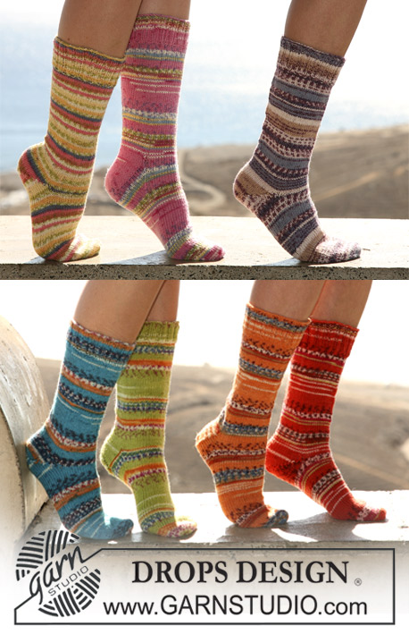 Summer Line Dance / DROPS 106-23 - DROPS socks in stocking st in “Fabel”. 